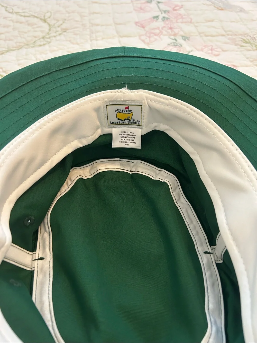 American Needle Masters Green Bucket Hat with Yellow Logo and White Stripes